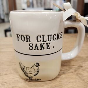 Rae Dunn "FOR CLUCKS SAKE" Adorable Rooster Mug